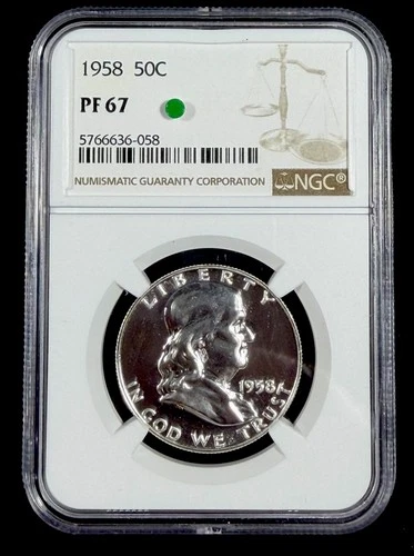 1958 50C Proof Silver Franklin Half Dollar NGC Graded PF 67 in New Holder #4628