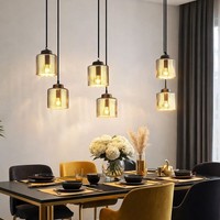 HäNgelampe Pendelleuchte Esstischlampe 6 Flammig Glas Chrom Schwarz Led H 120 Cm