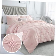 Twin/Twin XL Comforter Set - Ruched Twin/TXL 68" x 90" Baby Pink Rose Blush