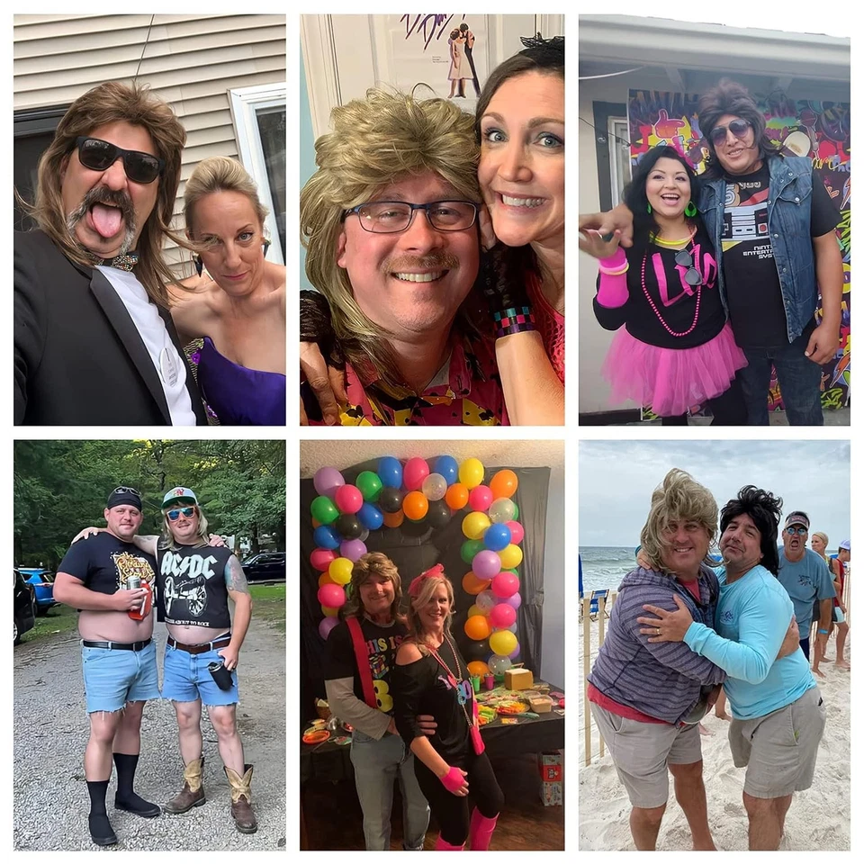 Mullet Wigs for Men Joe Dirt Emo Wig 80s Costumes Fancy Party Accessory Cosplay - Image 2 of 4