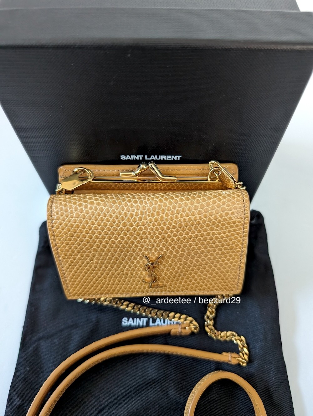 SAINT LAURENT PARIS YSL LUCERTOLA MICRO RIDER CATENA CINTURA BORSA A TRACOLLA GIALLA