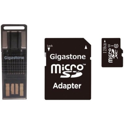 Gigastone GS-4IN1600X128GB-R Prime Series 128GB microSD Card 4-in-1 Kit