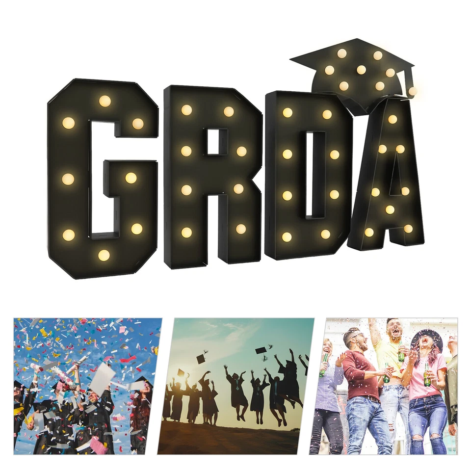 GRAD Light Up Letters Graduation Decoration KT Board LED Letter Lights USA - Image 2 of 4