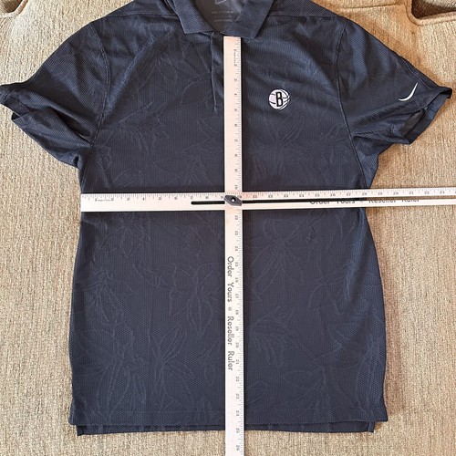 Nike Dri-Fit Tiger Woods Collection NY Nets Blade Collar Snap Polo Size L Black - Picture 5 of 16