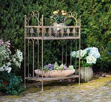 Regal Metallregal Regal Gartenregal draußen grün Vintage landhauswelt