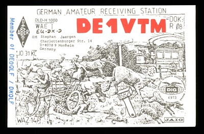 QSL Card Radio Germany DE1VTM Stephan Jaergen 1998 Monheim - art   W318