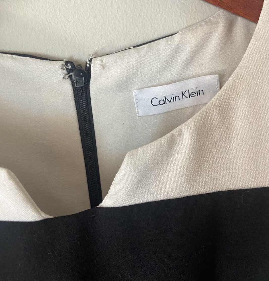 Calvin Klein  2 4 XS S Black White Colorblock Sleeveless Classic Sheath Dress thumbnail 2