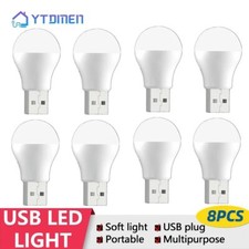 8pcs USB Plug Lamp Small LED Night Light, Eye Protection for Reading