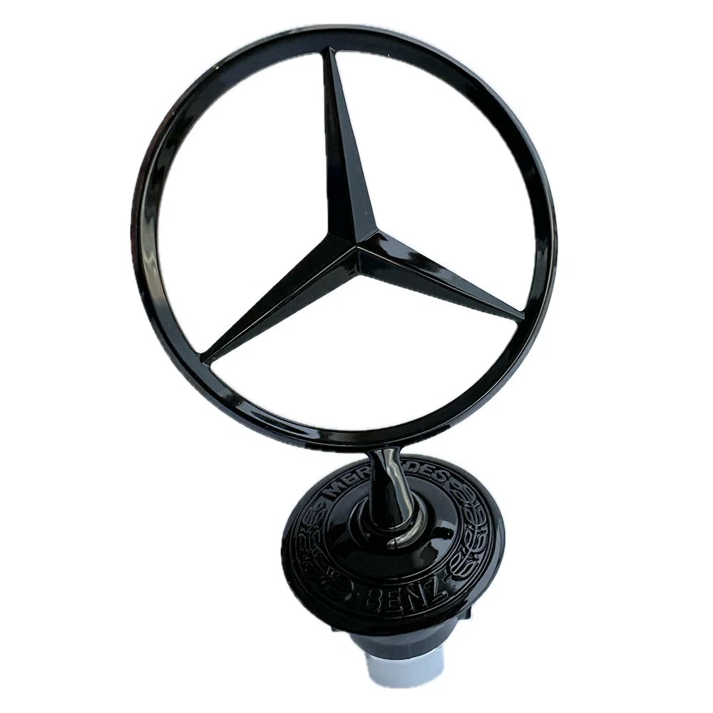 Gloss Black Mercedes Bonnet Raised Star Emblem Badge C E S CLK 
