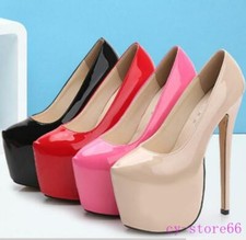 Women Party Pumps Platform Super High Heels Leather Nightclub Shoes Stiletto New