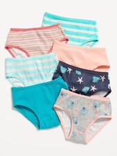 Old Navy Toddler Girls 7-Pack Bikini Underwear Solid Shells Size 2T-3T 4T-5T
