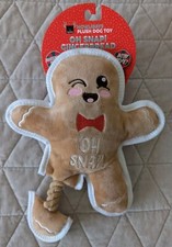 Howlidays Gingerbread Man "Oh Snap " Squeaky Dog Toy Tough Plush Rope FuzzYard