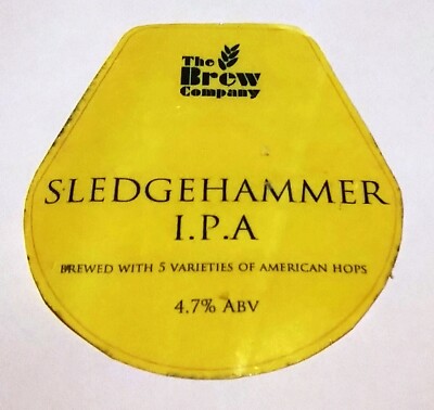 THE BREW COMPANY BRAUEREI VORSCHLAGHAMMER IPA PALE ALE BIERPUMPE CLIP ABZEICHEN 4,7 % ABV