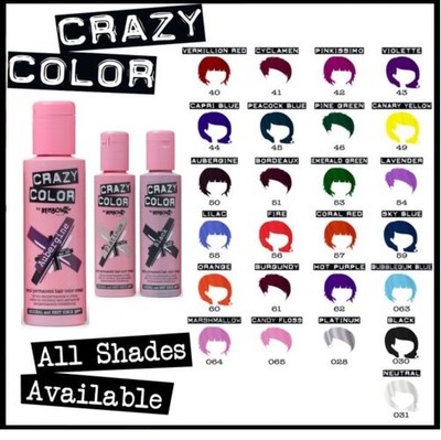 2 X Crazy Colour Semi Permanent Hair Dye 100ml All Colours | eBay