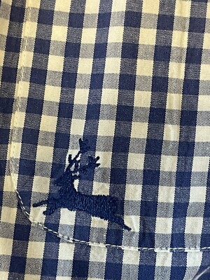 HAMMERSCHMID Button Up Shirt Blue White Gingham Plaid Shirt