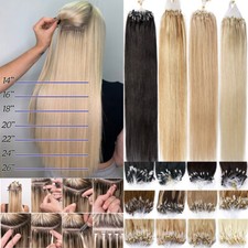 200S Micro Loop Remy Human Hair Extensions Ring Nano Beads Pre Bonded Full Head