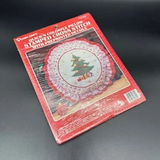 Vogart Crafts Christmas Tree Pillow Cross Stitch Kit Preprinted Details Floss