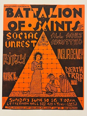 Battalion Of Saints RKL Ribzy Social Unrest Flyer Punk Black Flag 