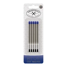 Thornton's Luxury Goods Parker Style Ballpoint Refills, Medium, Blue, 5/Pack