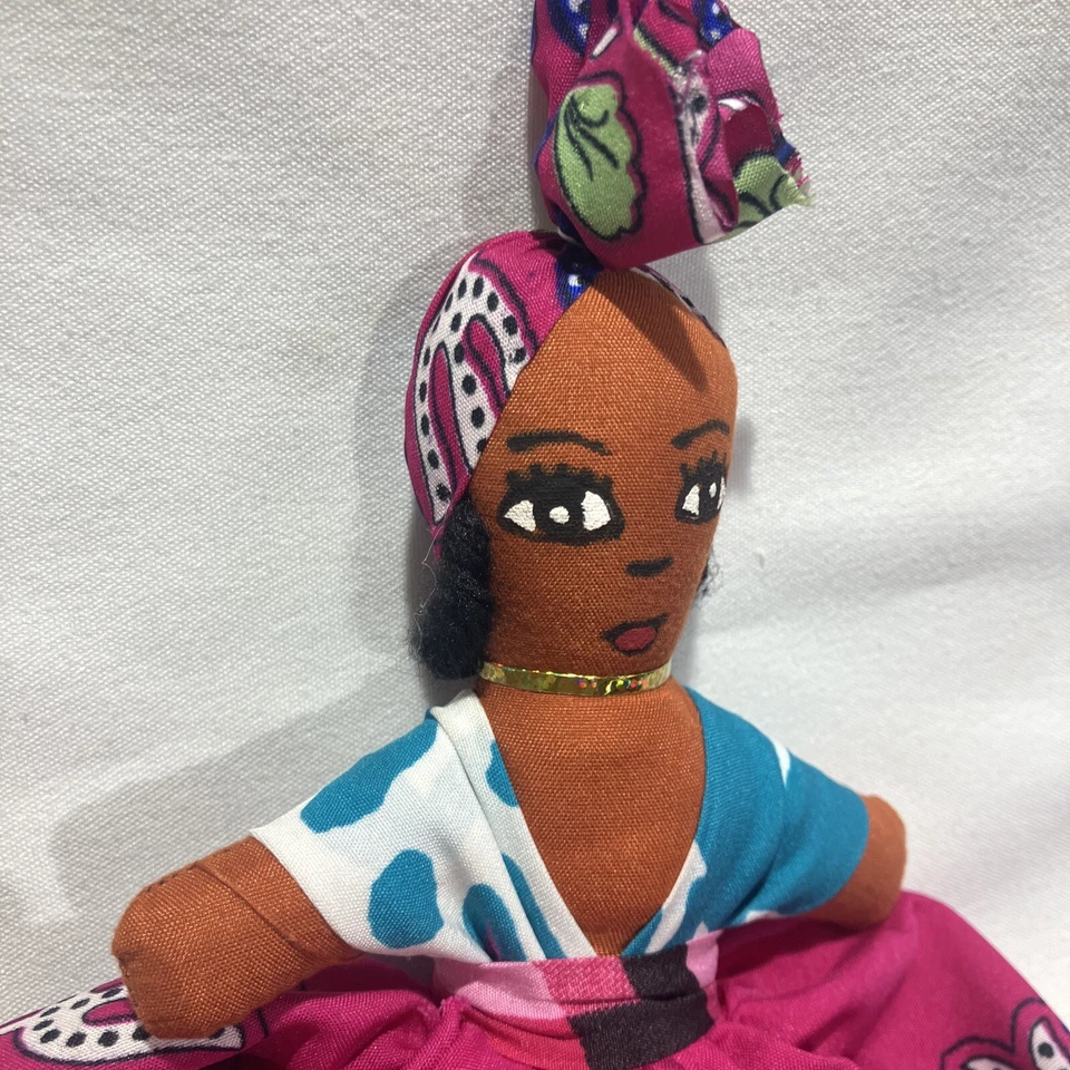 Handmade St. Maarten Reversible Caribbean Doll 12” - Image 3 of 4