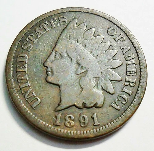 1891 P Indian Head Cent Penny  *VG - VERY GOOD*   **FREE SHIPPING**
