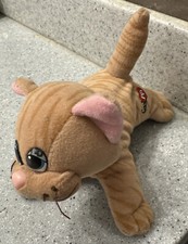 Vintage 1985 Tonka Pound Purries Tan Cat with Stripes Red Collar 6" Cat