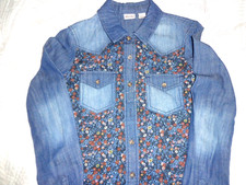 Mudd Denim Jacket Junior Floral Print Size Xs 100% Cotton