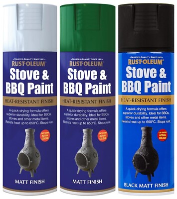 Rust-Oleum Hochtemperatur Ofen & Grill Aerosol Sprühfarbe schwarz grün silber
