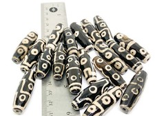 Old agate faceted barrel bead 40mm. Rustic Tibetan Agate. Dzi beads