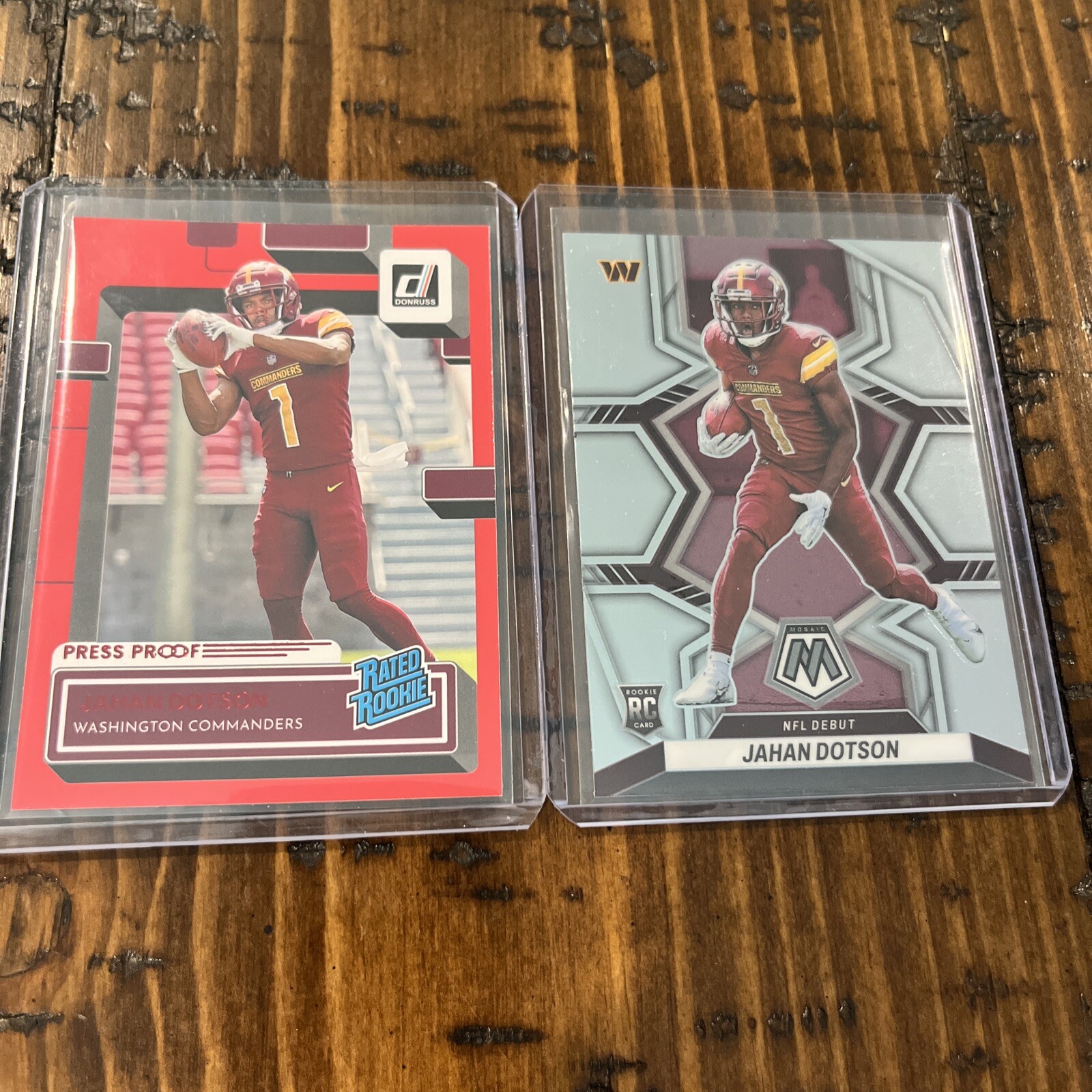 JAHAN DOTSON RC 2022 Mosaic #280 & Donruss RED PRESS PROOF #310 Washington (c8)