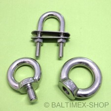 Edelstahl U-Bolzen Bügel Öse Zurröse Leitöse Want-Pütting M4 M5 M6 M8 M10 M12