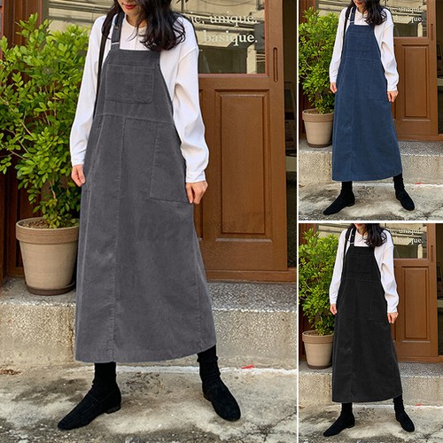 plus size long pinafore dress