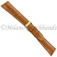 22mm Morellato Matte Honey Tan Genuine Alligator Stitched Watch Band LONG 2120