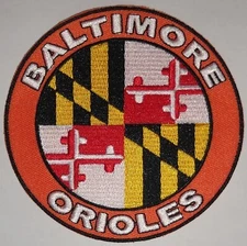 Baltimore Orioles~Maryland Flag~Embroidered PATCH~4" Round~Iron Sew~MLB