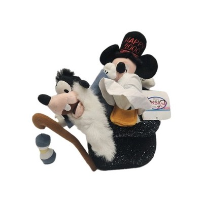 Vtg Walt Disney 2000 Millennium Bean Bag Plush Set Mickey, Donald & Pluto In Hat
