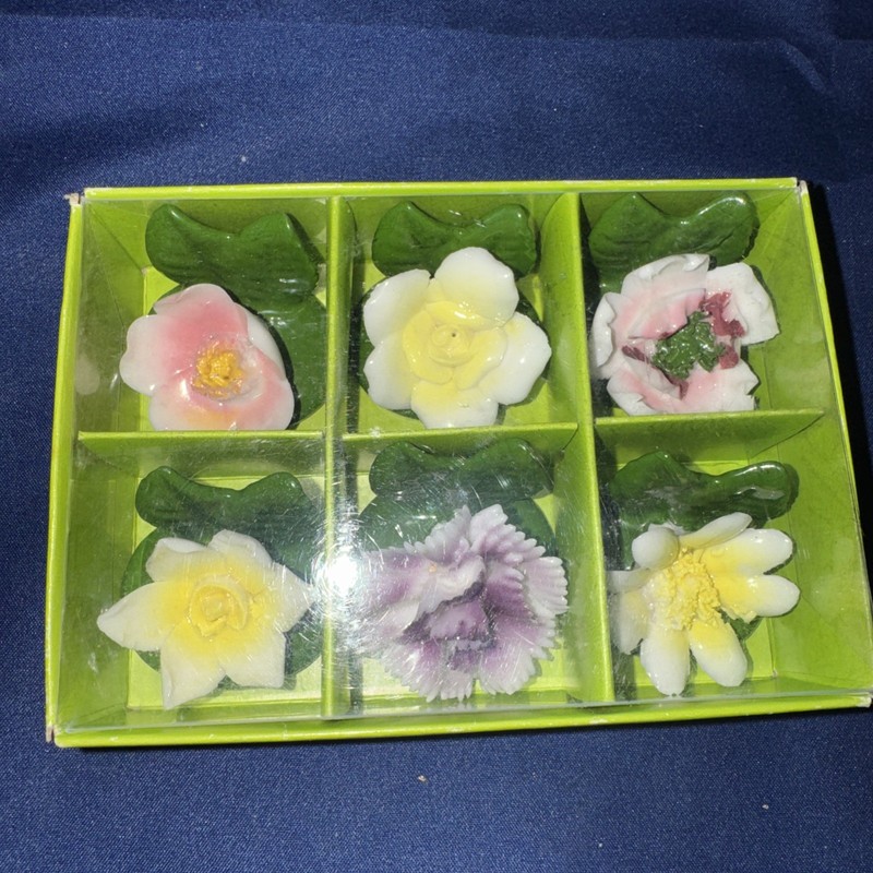 1960's Fine Enesco China Porcelain Floral Place Card Holders Set of 6 Japan