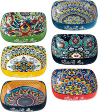 Boho Ceramic Square Bowls – 20 Oz Colorful Bowls for Snacks, Dessert, Side Dishe