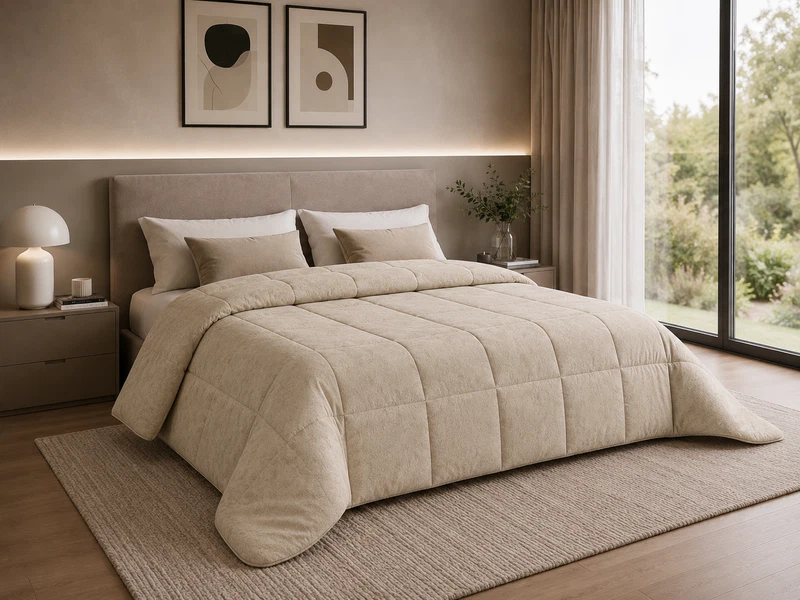 Trapunta Piumone Invernale Letto 2 Piazze Matrimoniale FAZZINI 100% Cotone Beige