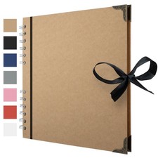 Scrapbook Album 60 Pages 8 x 8 Inch Brown Photo Album Scrap Book Hardcover Craft