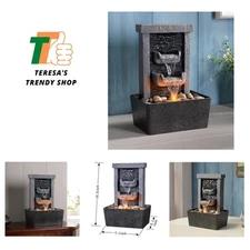 Charming 10.3-Inch Waterfall Fountain with Soothing Sounds & Illuminating Glow