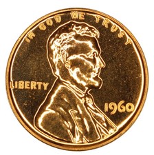 1960 1C Large Date RD Cam (Proof) Lincoln Cent- Choice Gem BU- SMH 1855
