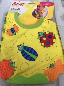 New Sassy Teether  bib vintage teething ladybugs
