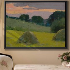 Rural Landscape Canvas Print Vintage Farmhouse Wall Art Oil Painting Decor