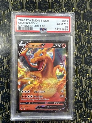 2020 POKEMON SWORD & SHIELD DARKNESS ABLAZE #019 CHARIZARD V PSA