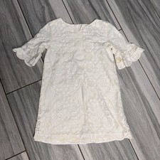 Girls Janie  Jack Ivory Lace Dress Ruffled Cuffs  Scalloped Trim Size 6