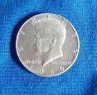 Kennedy Half Dollar 1966 No Mint Mark 40% Silver