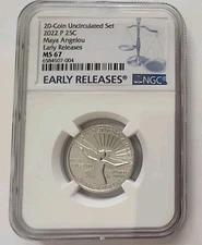 2022 P Maya Angelou Quarter 25c  NGC MS67 American Women Series Early Releases