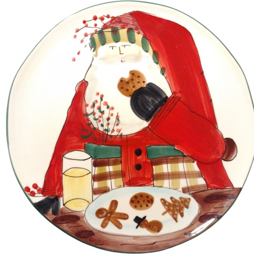 "Plato de galletas Vietri Italia Old St. Nick Santa 14"" grande redondo plato de Navidad" - Imagen 6 de 12