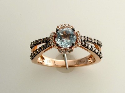 Le Vian 14K Rotgold Cocktail Ring für Damen 1,11 kt Aquamarin Diamant Größe 8