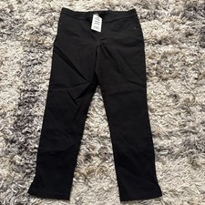 NWT HUE Side Vent Denim Morse Capri Leggings Black Women's Size Medium M